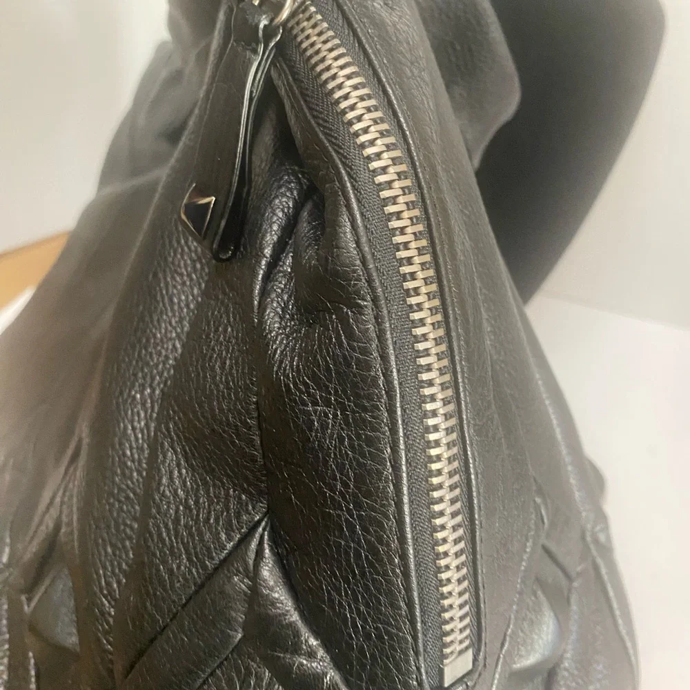 Elliott Lucca Black Leather Hobo Bucket Bag